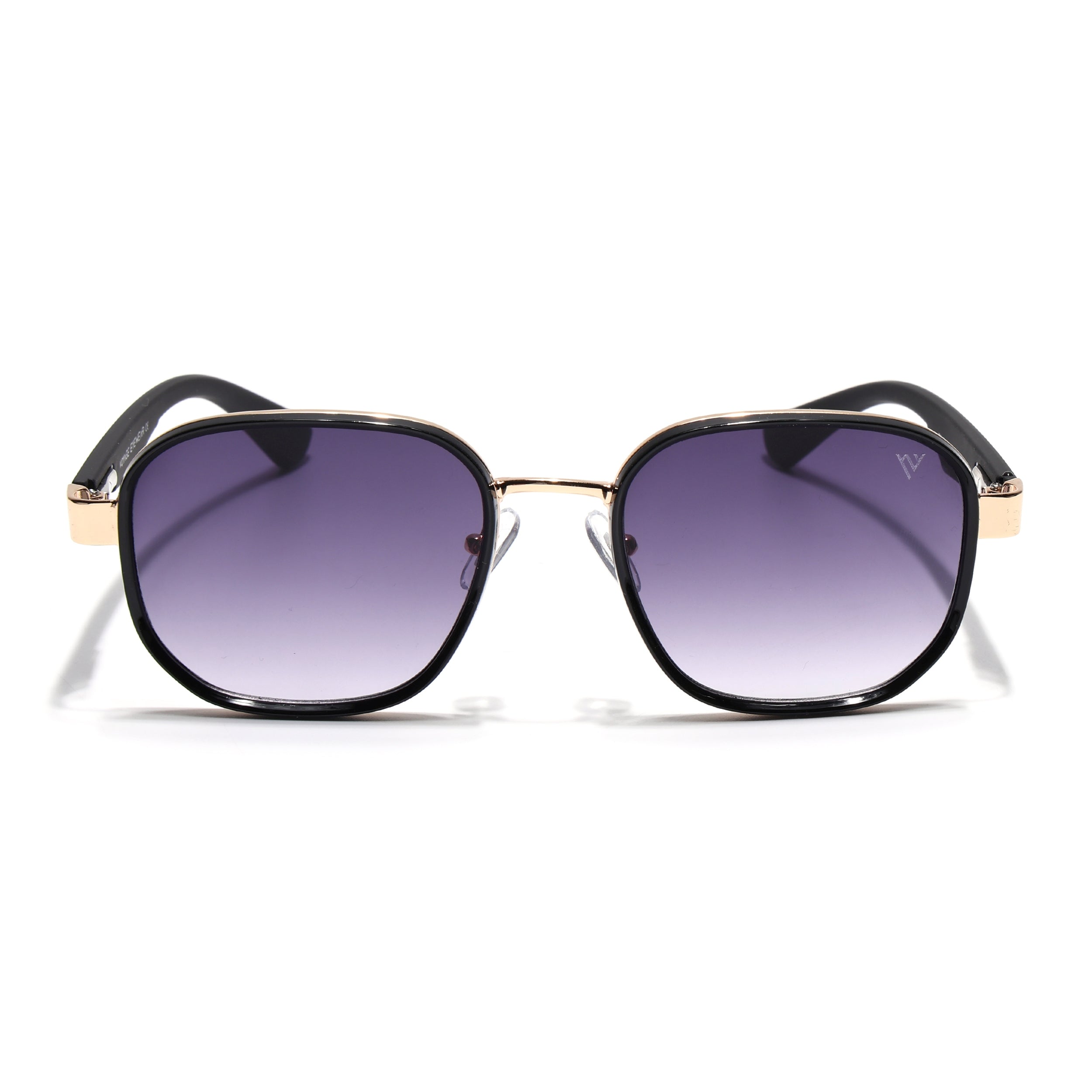 Square Sunglasses for Men & Women (Grey & Clear Lens | Golden & Black Frame - MG7341)