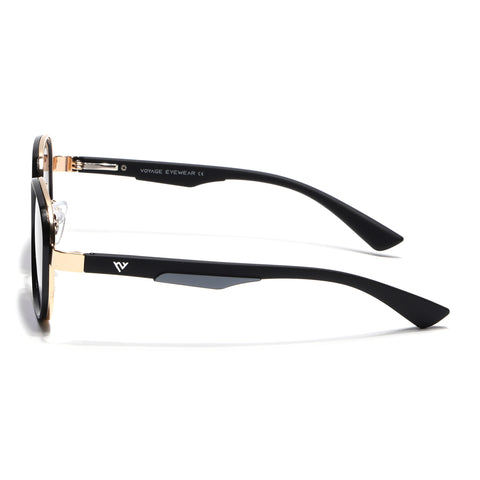 Square Sunglasses for Men & Women (Grey & Clear Lens | Golden & Black Frame - MG7341)