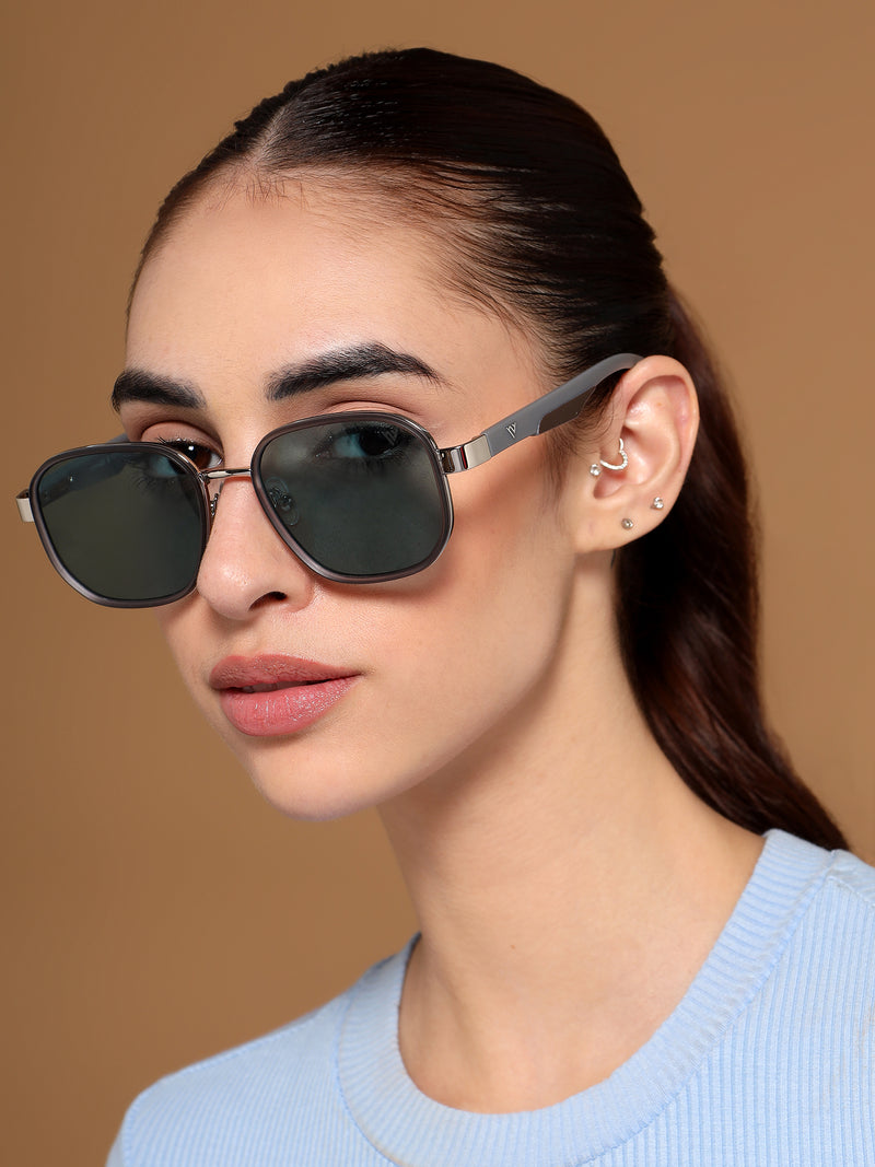 Square Sunglasses for Men & Women (Blue Lens | Light Grey Frame - MG7342)