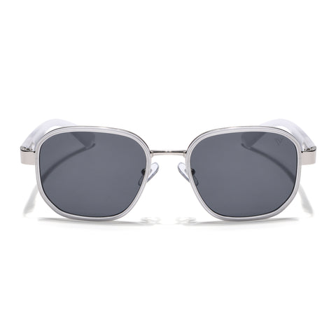 Square Sunglasses for Men & Women (Black Lens | Transparent Frame - MG7343)