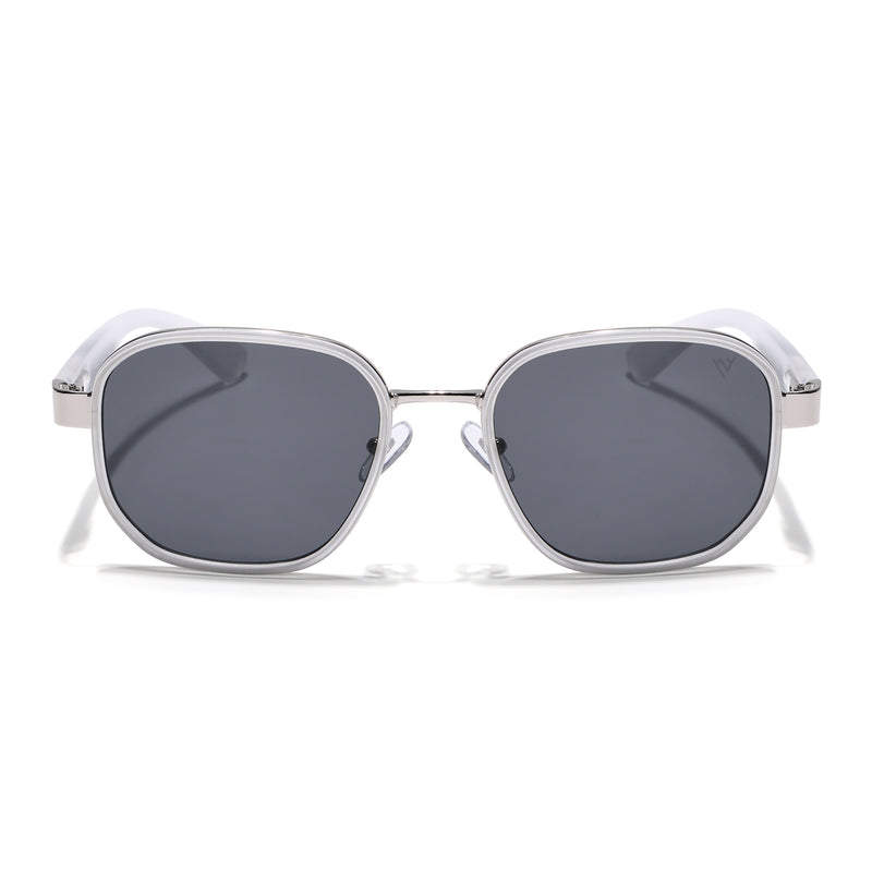 Square Sunglasses for Men & Women (Black Lens | Transparent Frame - MG7343)