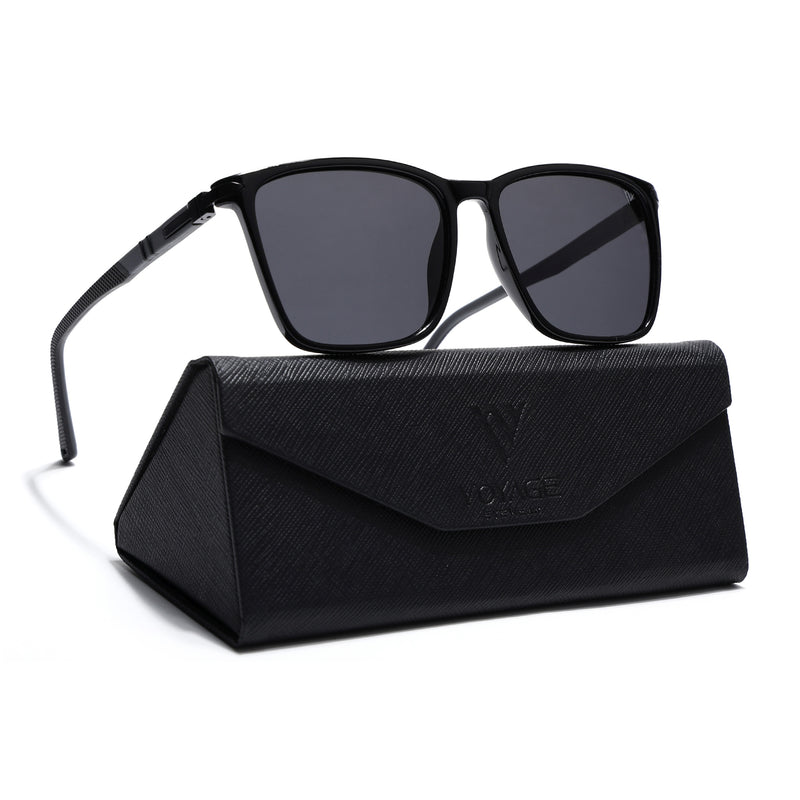 Shine Black Polarized Wayfarer Sunglasses (TR8077PMG4484)