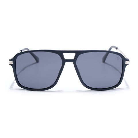 Wayfarer Polarized Sunglasses (Black Lens | Navy Blue Frame - PMG5542)