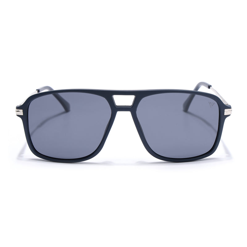 Wayfarer Polarized Sunglasses (Black Lens | Navy Blue Frame - PMG5542)