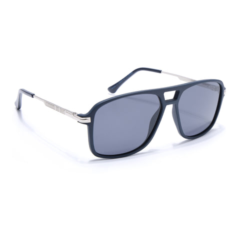Wayfarer Polarized Sunglasses (Black Lens | Navy Blue Frame - PMG5542)
