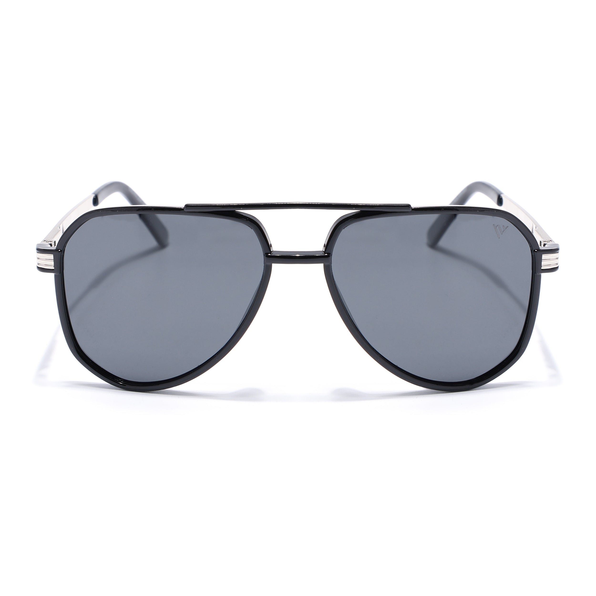 Aviator Polarized Sunglasses (Black Lens | Shine Black Frame - PMG5533)