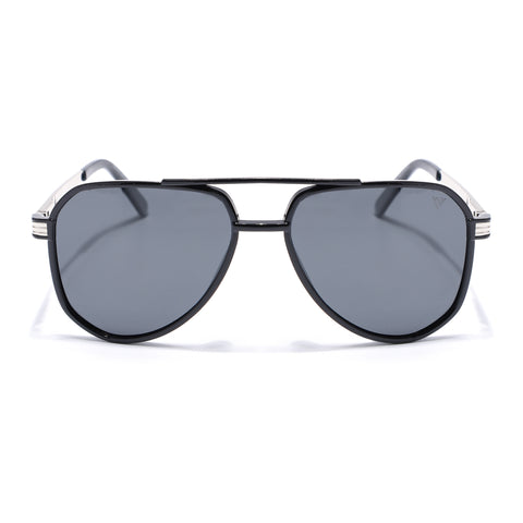 Aviator Polarized Sunglasses (Black Lens | Shine Black Frame - PMG5533)