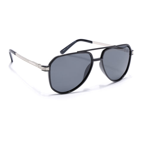 Aviator Polarized Sunglasses (Black Lens | Shine Black Frame - PMG5533)