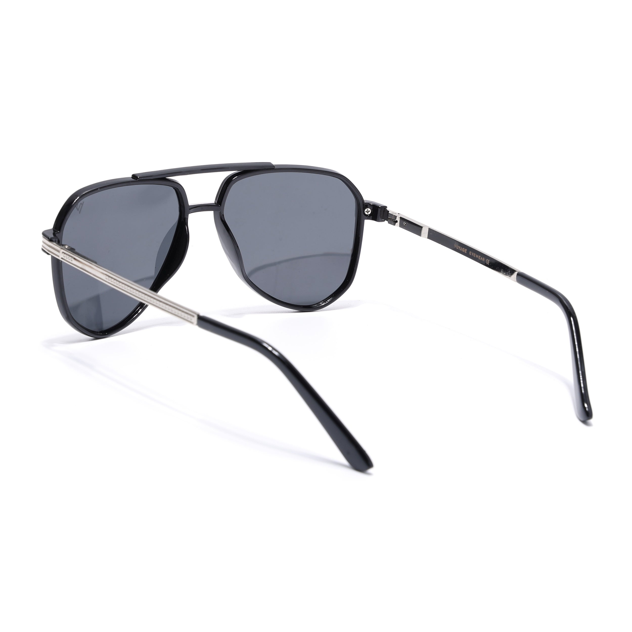 Aviator Polarized Sunglasses (Black Lens | Shine Black Frame - PMG5533)