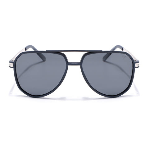 Aviator Polarized Sunglasses (Black Lens | Navy Blue Frame - PMG5537)