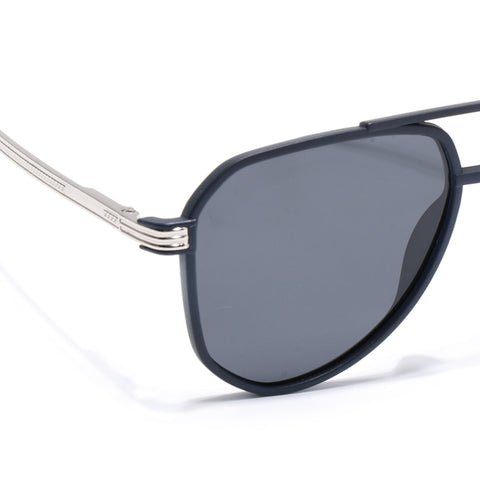 Aviator Polarized Sunglasses (Black Lens | Navy Blue Frame - PMG5537)