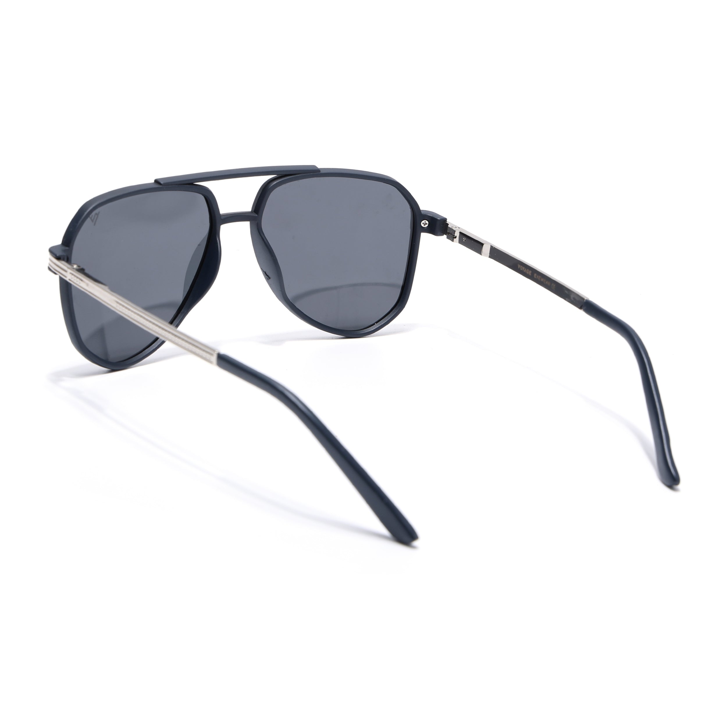Aviator Polarized Sunglasses (Black Lens | Navy Blue Frame - PMG5537)