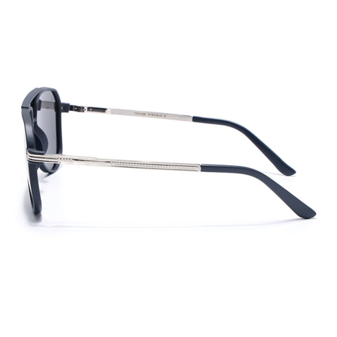 Aviator Polarized Sunglasses (Black Lens | Navy Blue Frame - PMG5537)