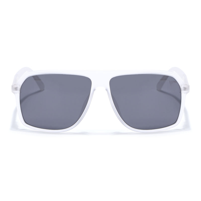 Wayfarer Polarized Sunglasses (Black Lens | Matt Transparent Frame - PMG5531)