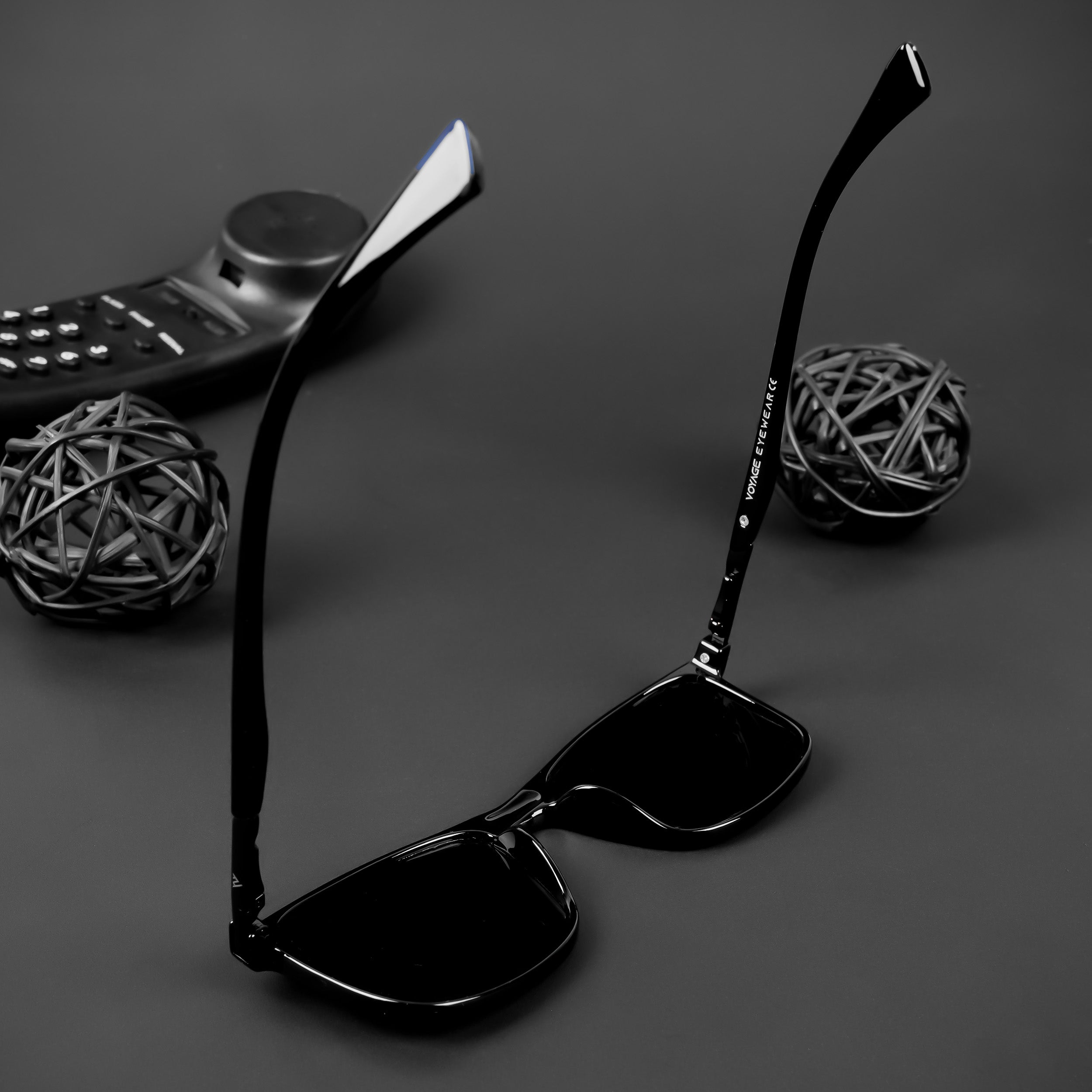 Voyage Exclusive Wayfarer Polarized Sunglasses for Men & Women (Black Lens | Shine Black Frame - PMG5040)