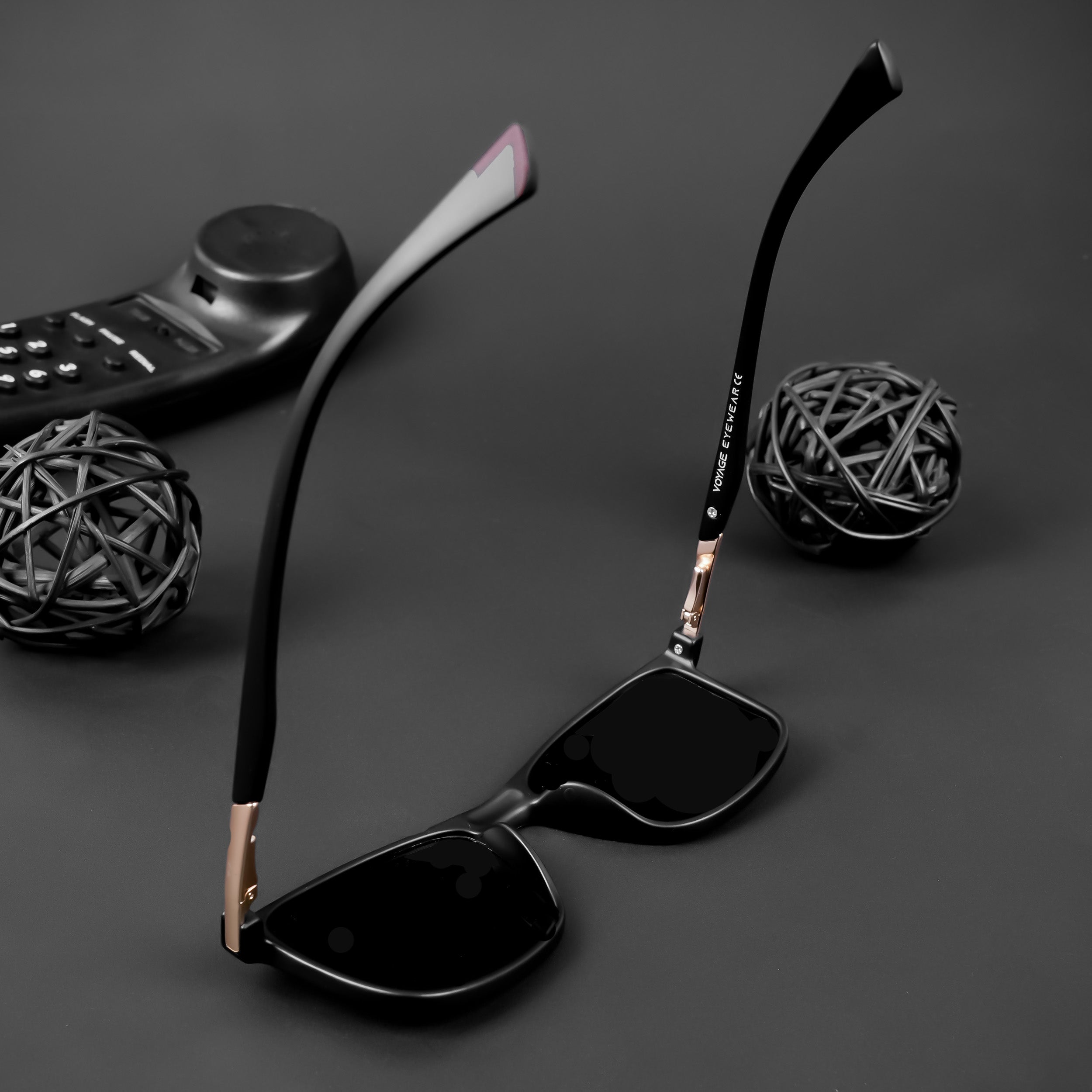 Voyage Exclusive Wayfarer Polarized Sunglasses for Men & Women (Black Lens | Matt Black Frame - PMG5042)