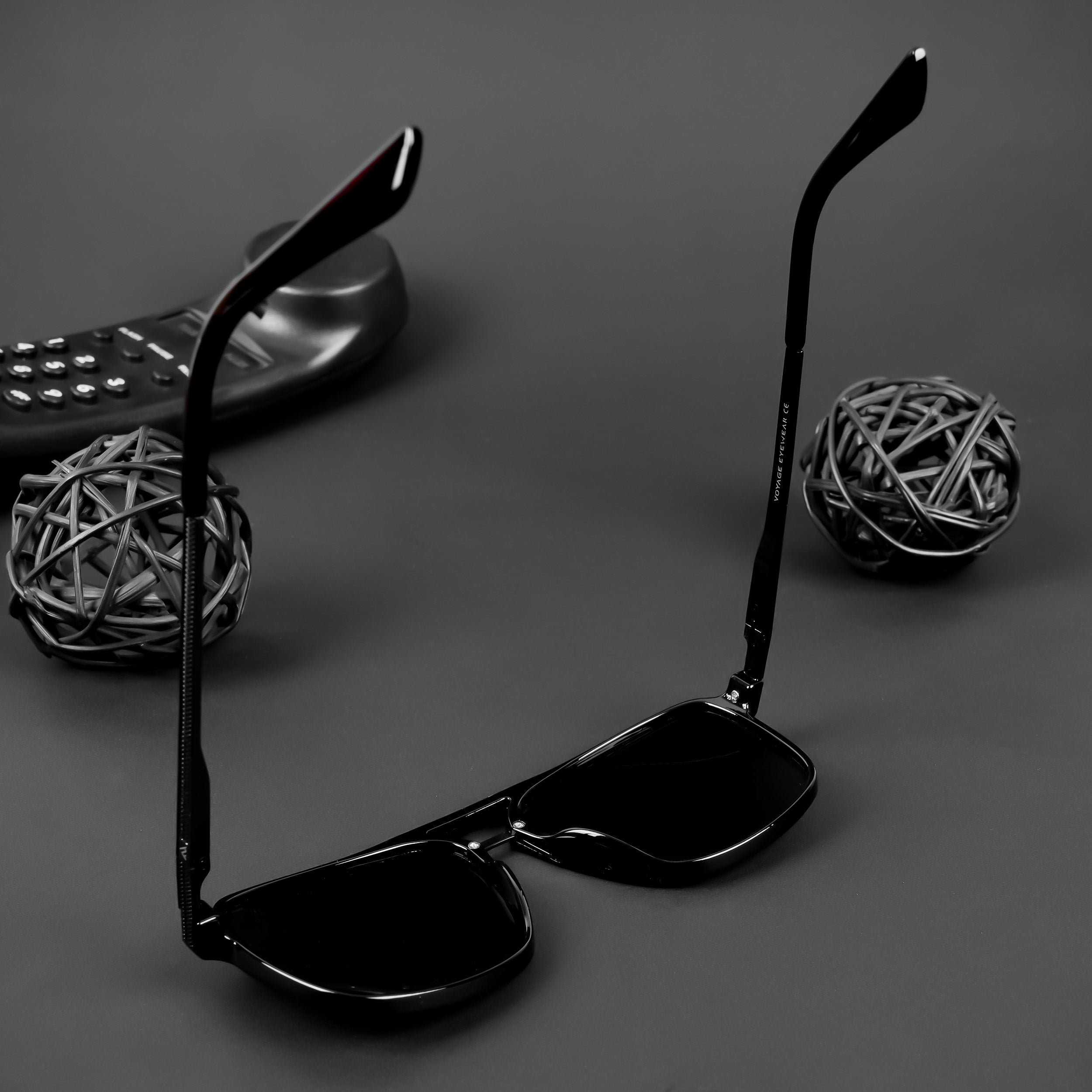 Voyage Exclusive Wayfarer Polarized Sunglasses for Men & Women (Black Lens | Shine Black Frame - PMG5052)