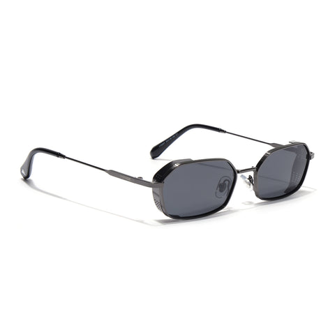 MAJOR | Gun Metal Hexagonal Polarized Sunglasses | Black Lens - PMG8695