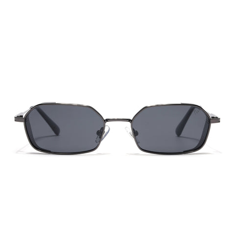 MAJOR | Gun Metal Hexagonal Polarized Sunglasses | Black Lens - PMG8695