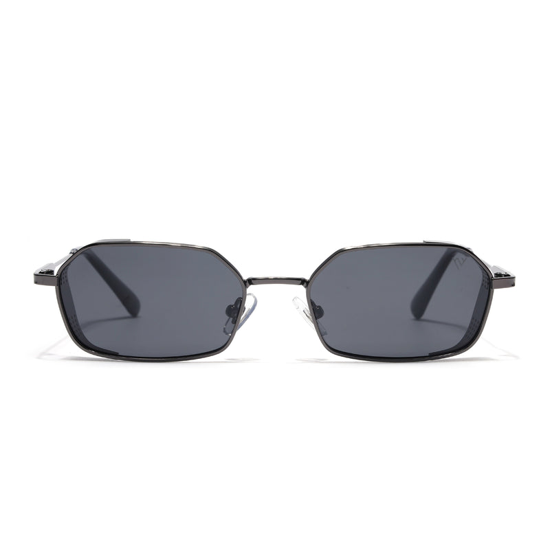 MAJOR | Gun Metal Hexagonal Polarized Sunglasses | Black Lens - PMG8695