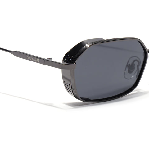 MAJOR | Gun Metal Hexagonal Polarized Sunglasses | Black Lens - PMG8695