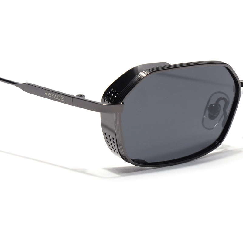 MAJOR | Gun Metal Hexagonal Polarized Sunglasses | Black Lens - PMG8695