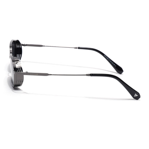 MAJOR | Gun Metal Hexagonal Polarized Sunglasses | Black Lens - PMG8695