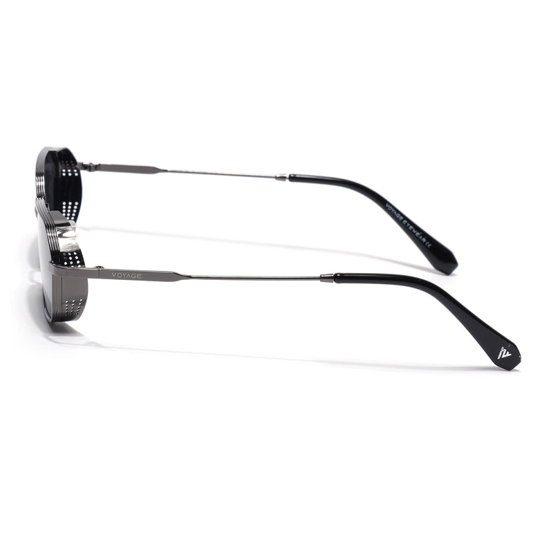 MAJOR | Gun Metal Hexagonal Polarized Sunglasses | Black Lens - PMG8695