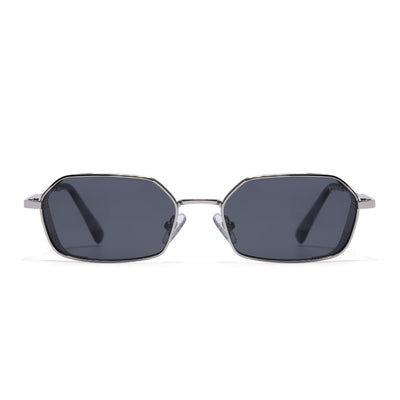 MAJOR | Silver Hexagonal Polarized Sunglasses | Black Lens - EXPMG8696