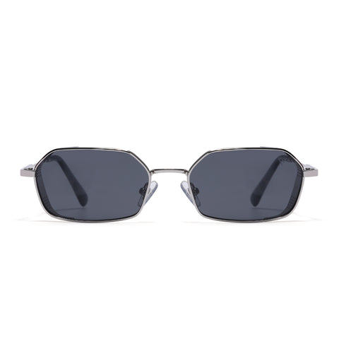 MAJOR | Silver Hexagonal Polarized Sunglasses | Black Lens - PMG8696