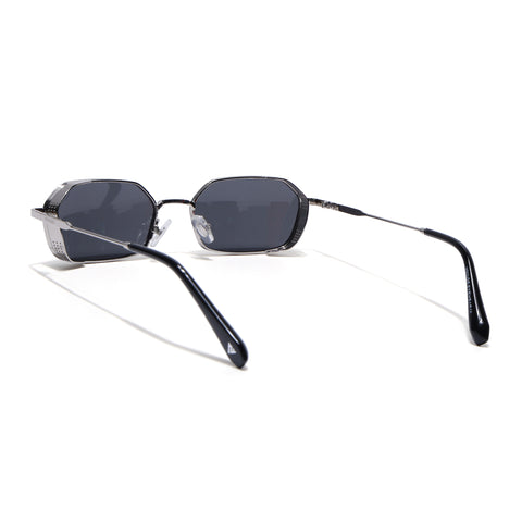 MAJOR | Silver Hexagonal Polarized Sunglasses | Black Lens - PMG8696