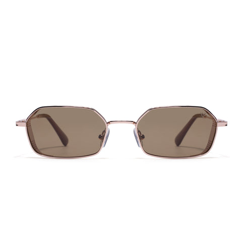 MAJOR | Rose Gold Hexagonal Polarized Sunglasses | Brown Lens - PMG8697