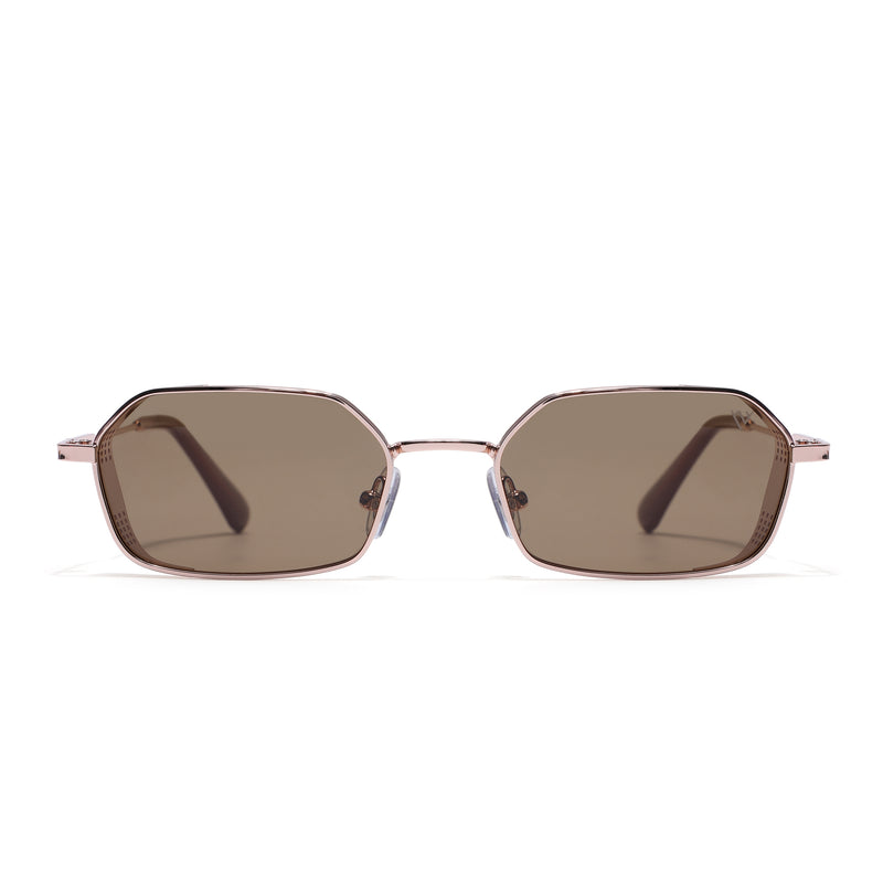 MAJOR | Rose Gold Hexagonal Polarized Sunglasses | Brown Lens - PMG8697