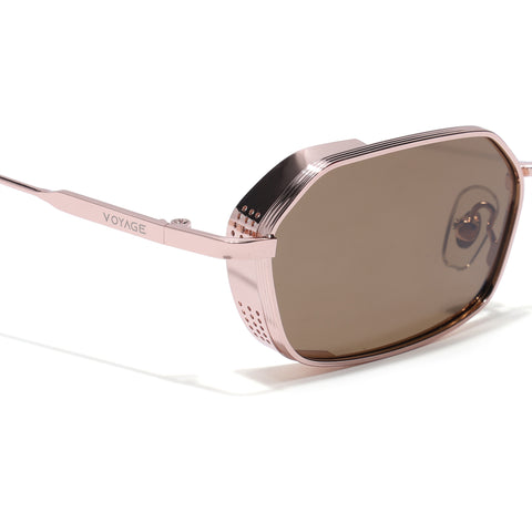 MAJOR | Rose Gold Hexagonal Polarized Sunglasses | Brown Lens - PMG8697
