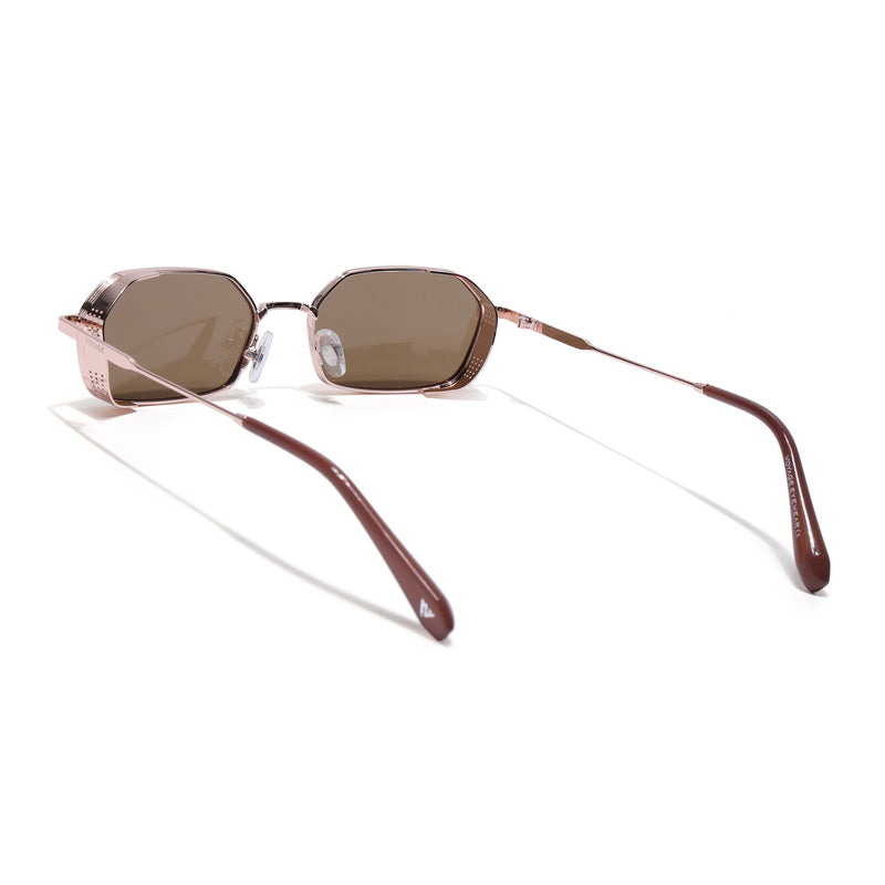 MAJOR | Rose Gold Hexagonal Polarized Sunglasses | Brown Lens - PMG8697
