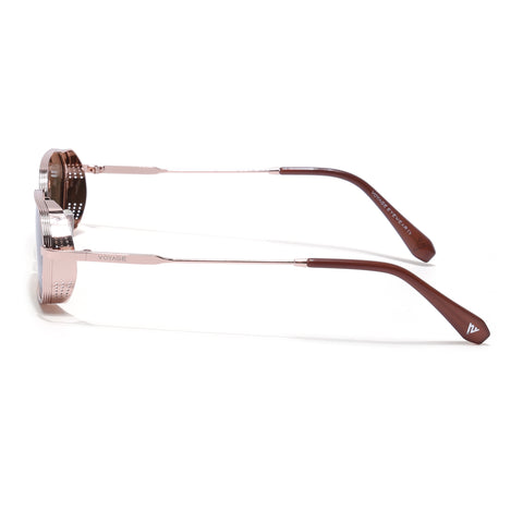 MAJOR | Rose Gold Hexagonal Polarized Sunglasses | Brown Lens - PMG8697
