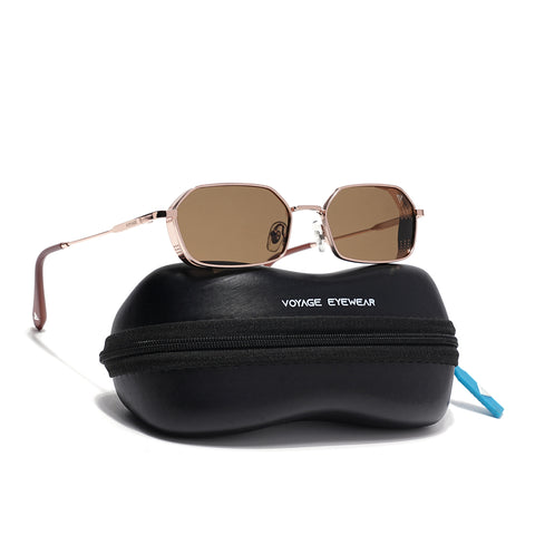 MAJOR | Rose Gold Hexagonal Polarized Sunglasses | Brown Lens - PMG8697