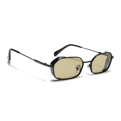 MAJOR | Black Hexagonal Polarized Sunglasses | Olive Lens - PMG9121