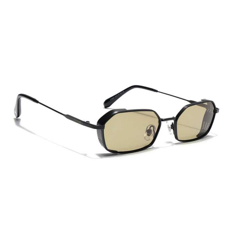 MAJOR | Black Hexagonal Polarized Sunglasses | Olive Lens - PMG9121