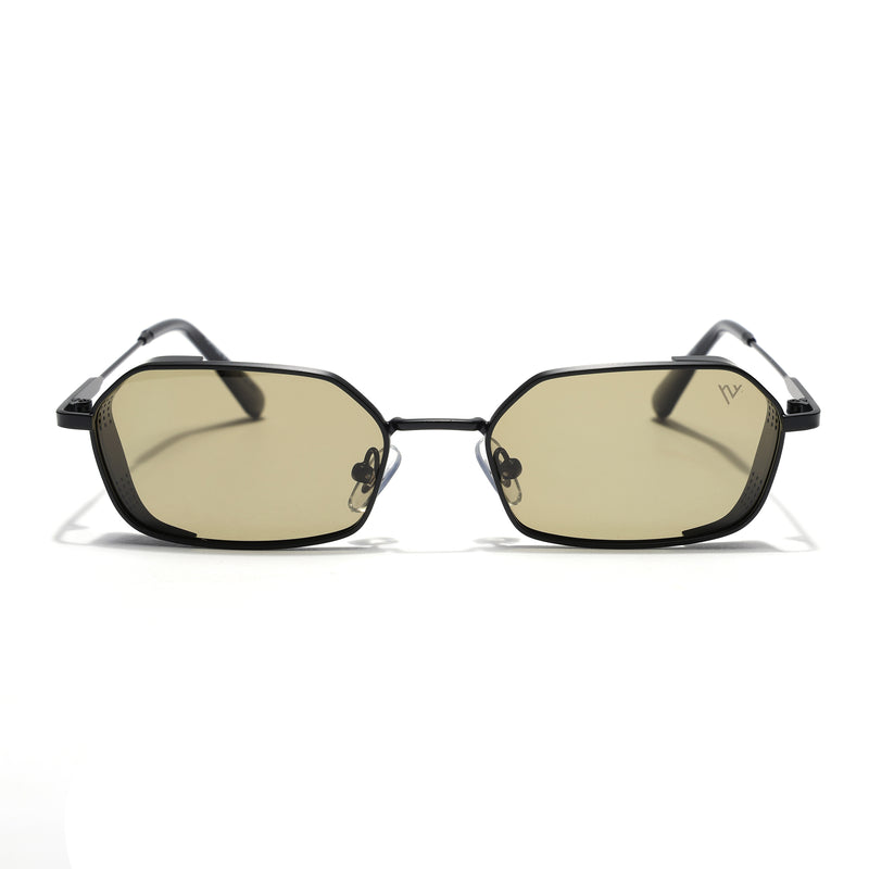 Arrax | Black Hexagonal Polarized Sunglasses | Olive Lens - PMG9121