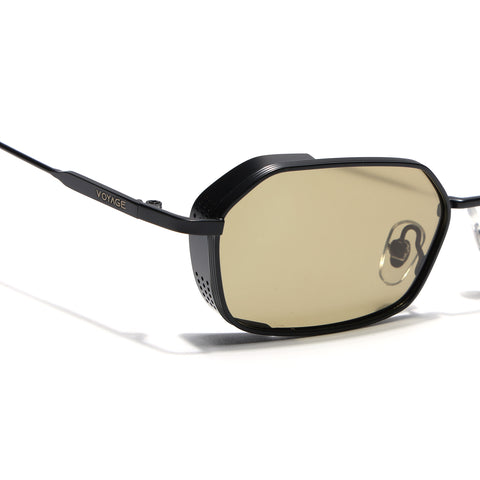 Arrax | Black Hexagonal Polarized Sunglasses | Olive Lens - PMG9121
