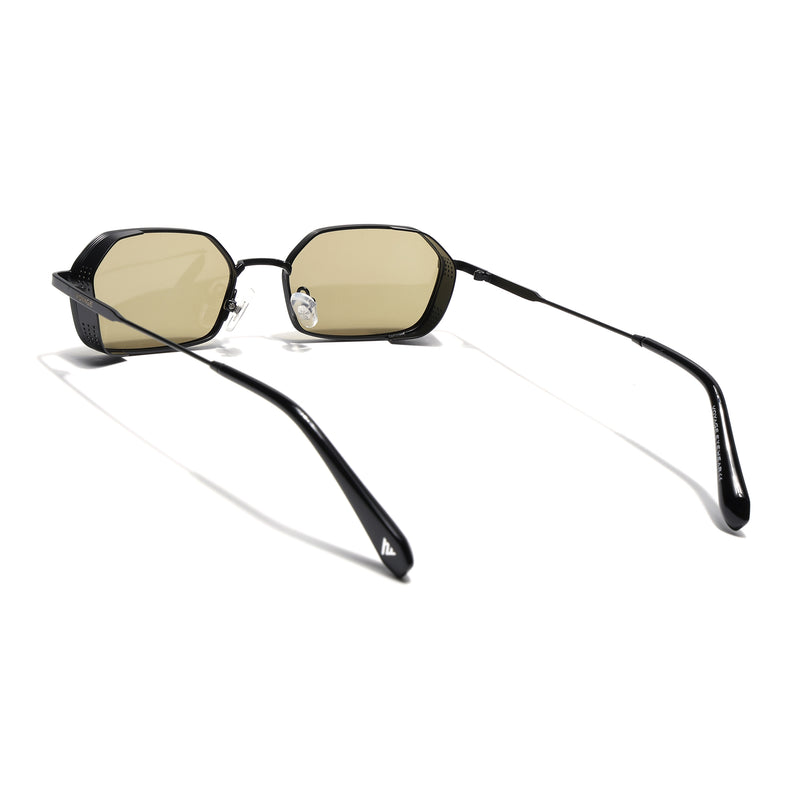 MAJOR | Black Hexagonal Polarized Sunglasses | Olive Lens - PMG9121