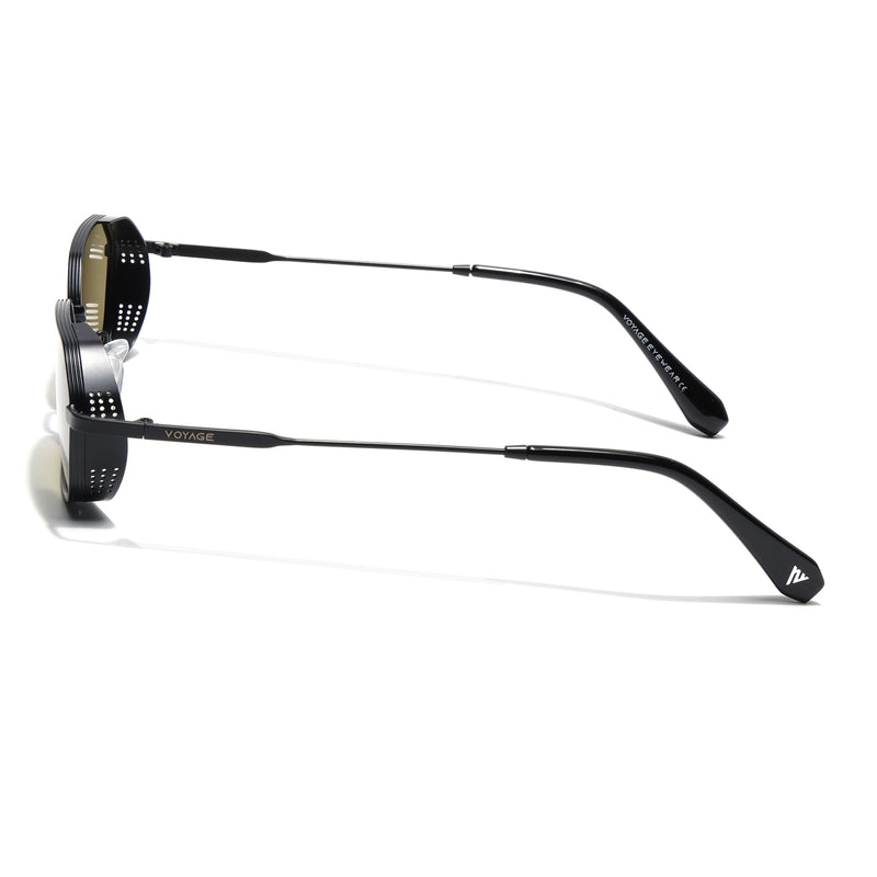 MAJOR | Black Hexagonal Polarized Sunglasses | Olive Lens - PMG9121