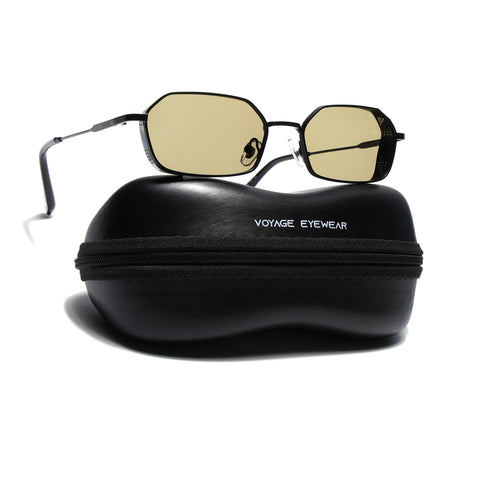 Arrax | Black Hexagonal Polarized Sunglasses | Olive Lens - PMG9121