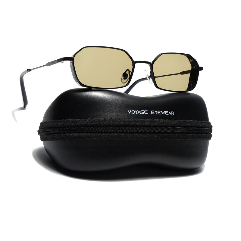 Arrax | Black Hexagonal Polarized Sunglasses | Olive Lens - PMG9121