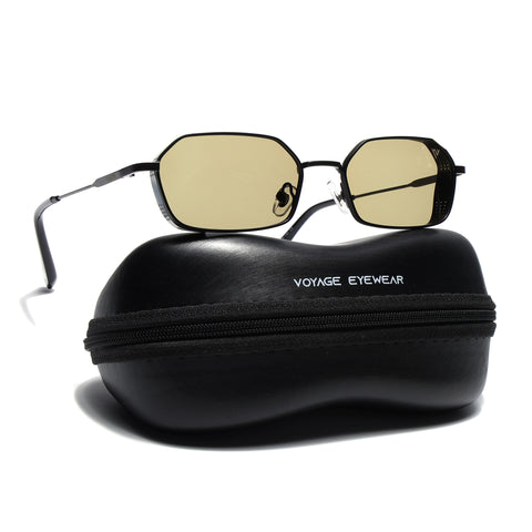 MAJOR | Black Hexagonal Polarized Sunglasses | Olive Lens - PMG9121