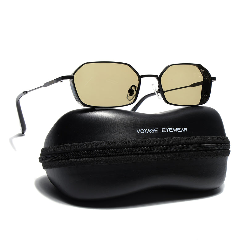MAJOR | Black Hexagonal Polarized Sunglasses | Olive Lens - PMG9121