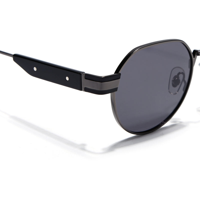 Kento | Black Round Polarized Sunglasses | Grey Frame - MG7835