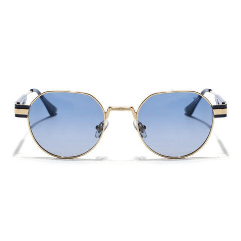 Kento | Blue Round Sunglasses | Golden Frame - MG7838