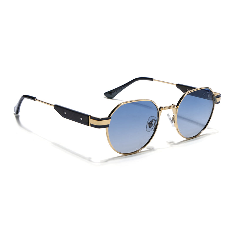 Kento | Blue Round Polarized Sunglasses | Golden Frame - MG7838